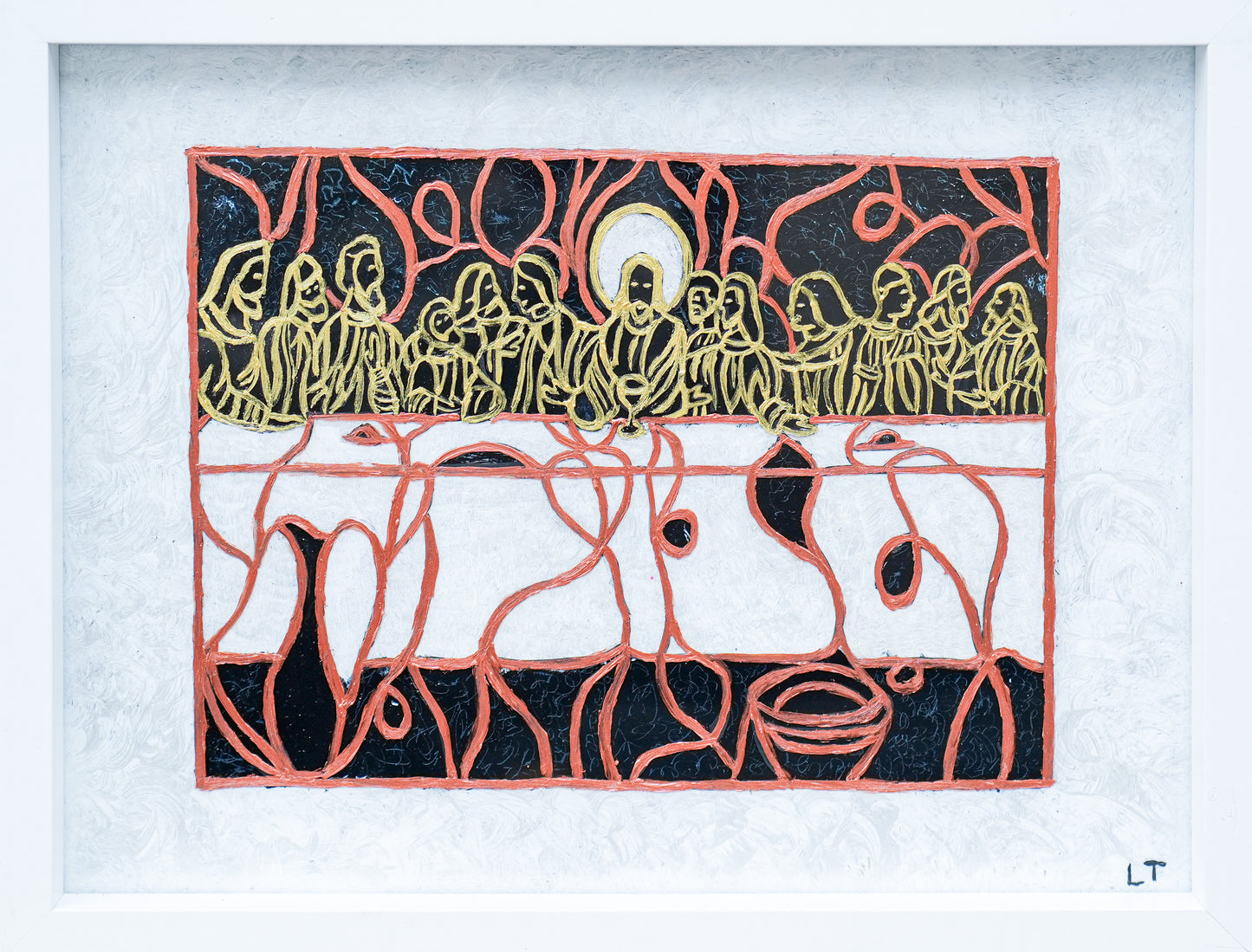 Posljednja večera. bijeli okvir. Unikatni rad Nea 85