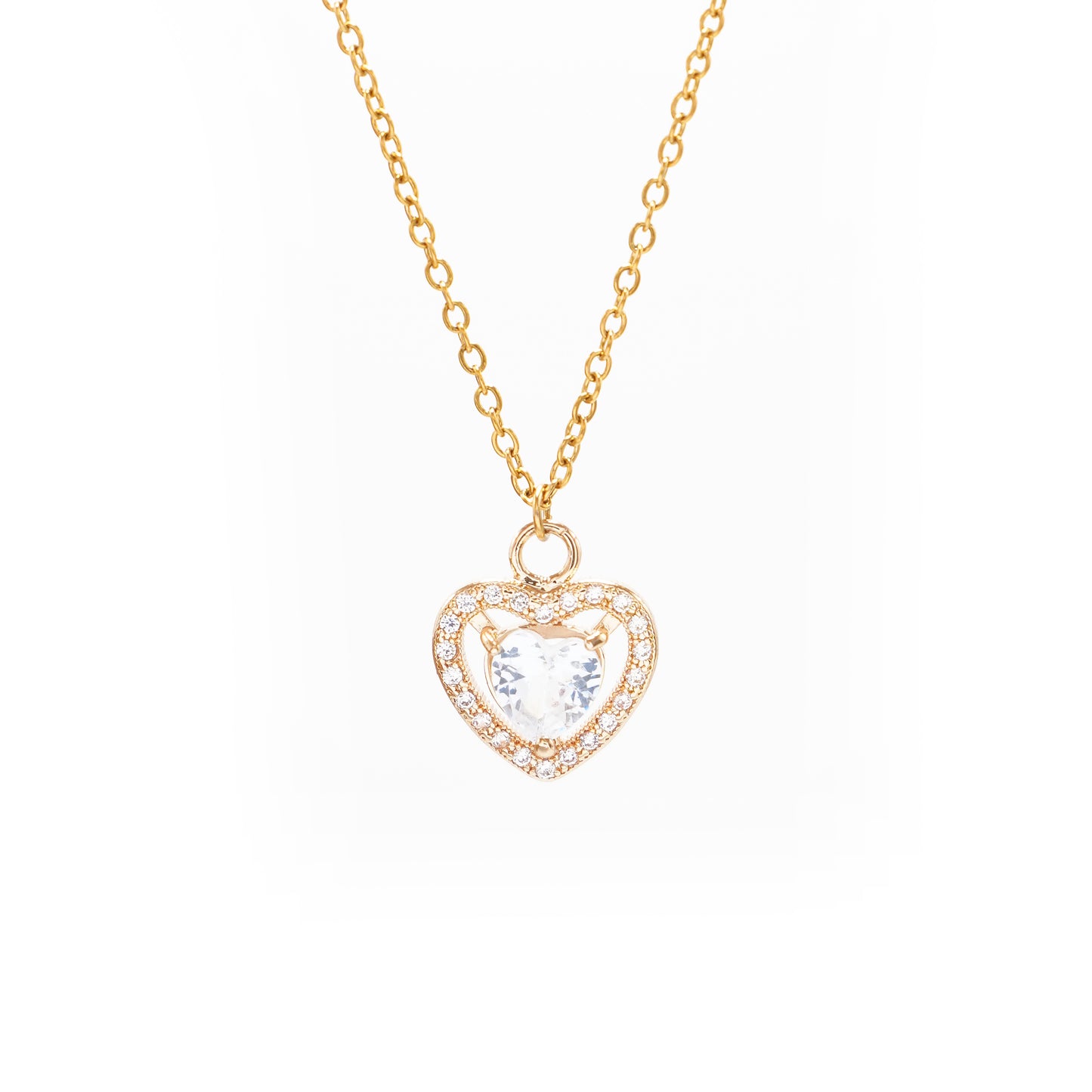 Čelična ogrlica Prozirno srce dijamant sa cirkonima - Nea 104