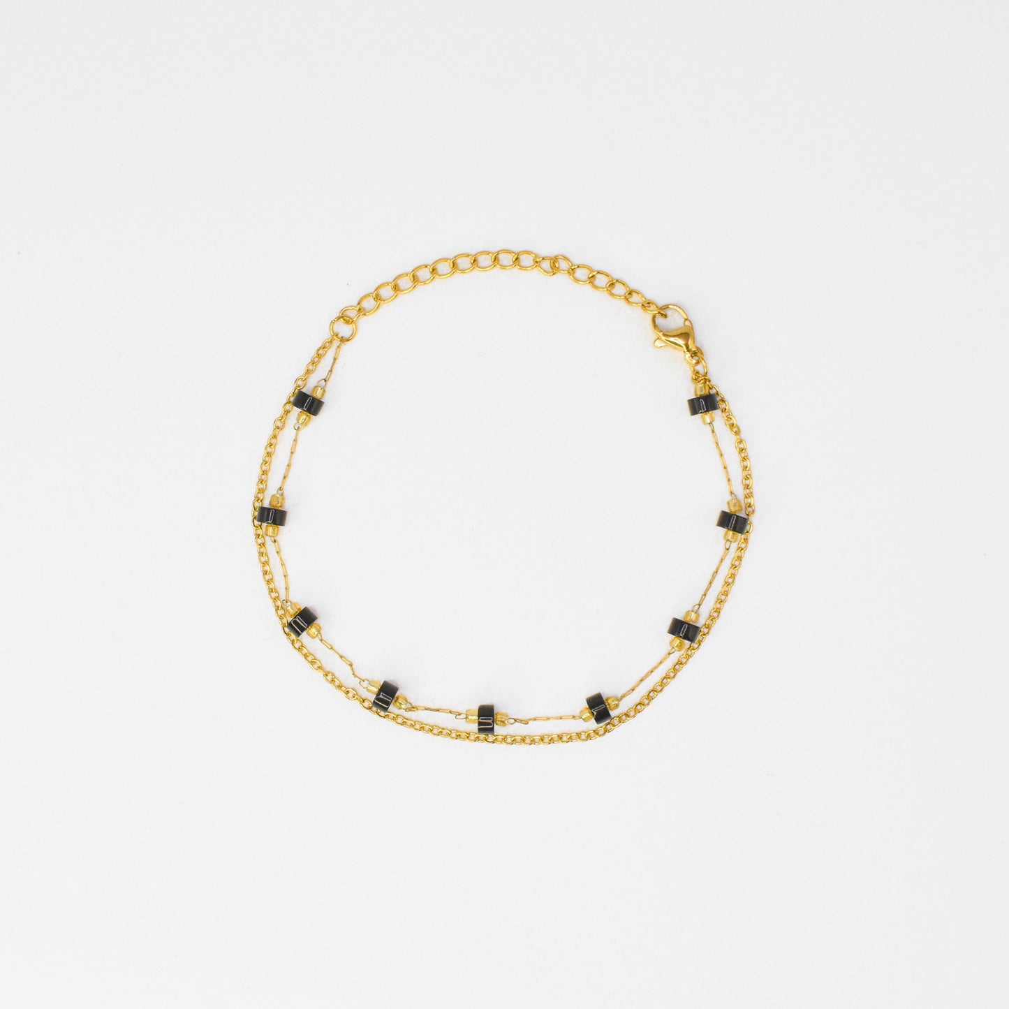 Narukvica - Double Black - pozlata - nehrđajući čelik
