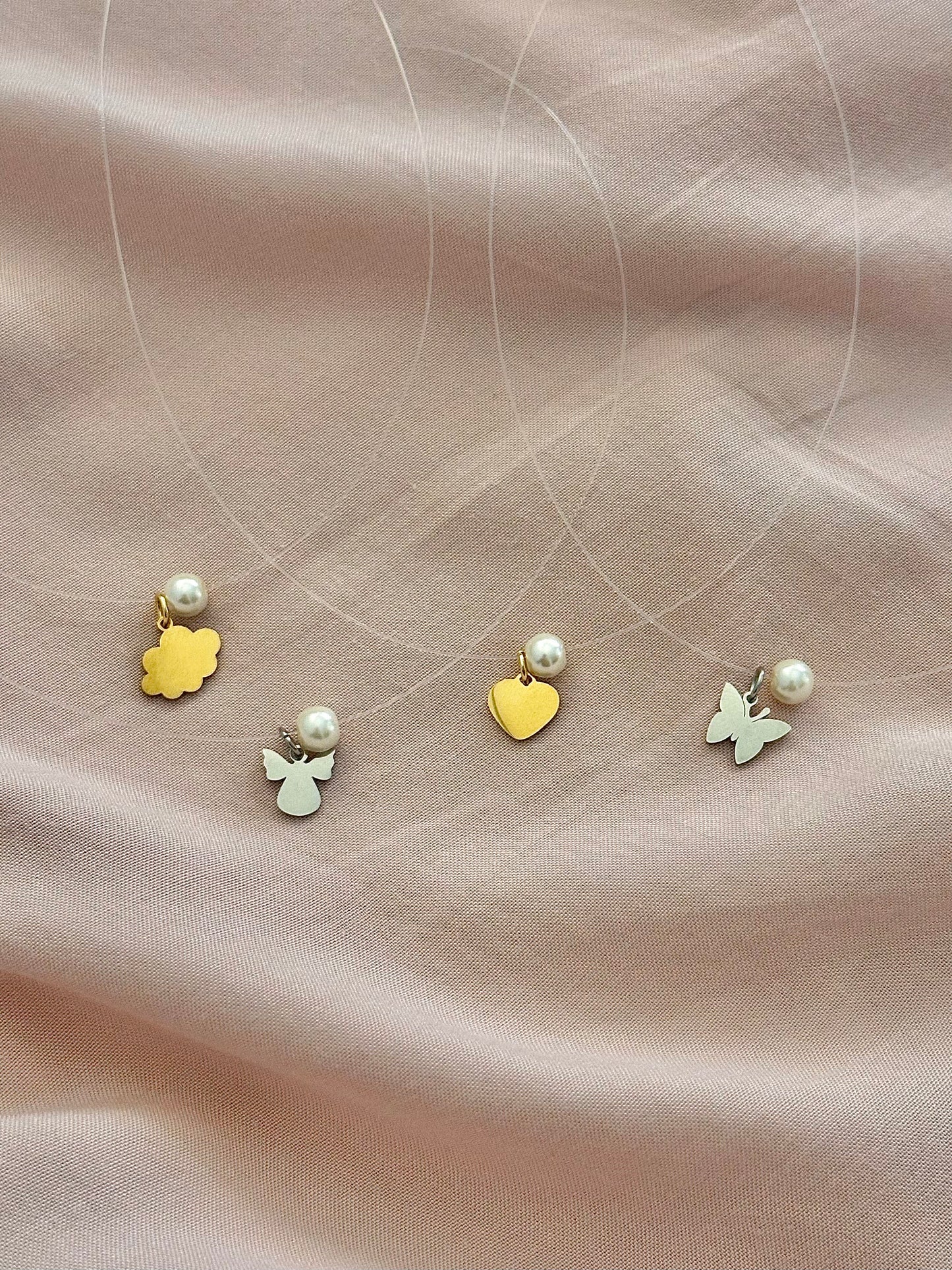 Nevidljiva ogrlica - Dvije za 30€ - Željeni motiv i biser - nehrđajući čelik