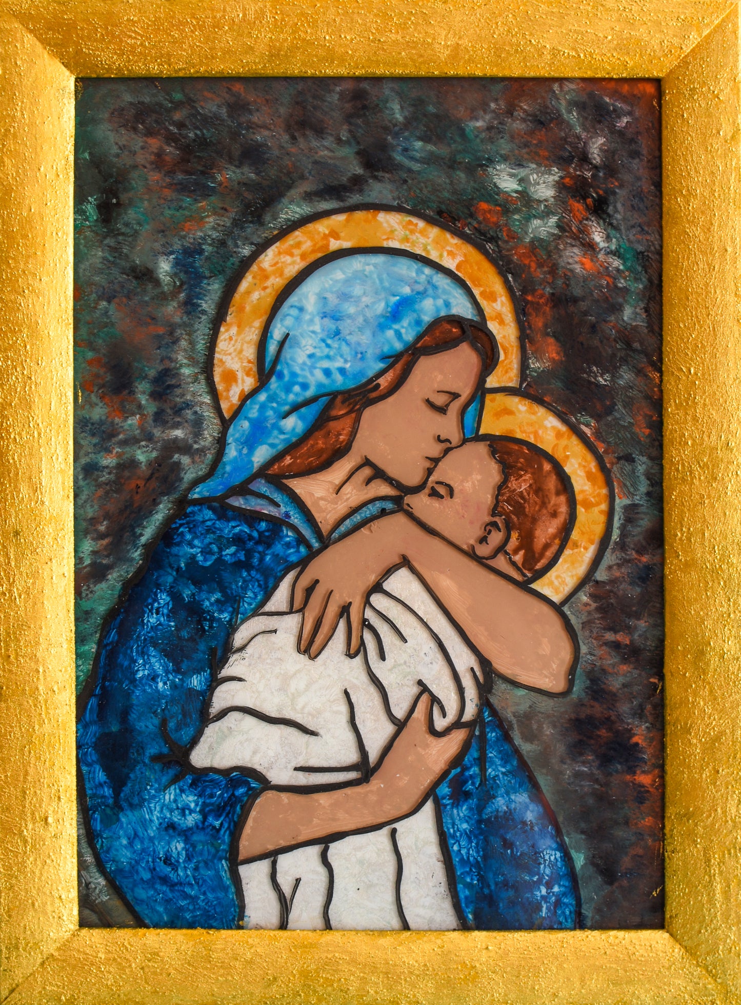 Gospa s djetetom 1 - boja na staklu