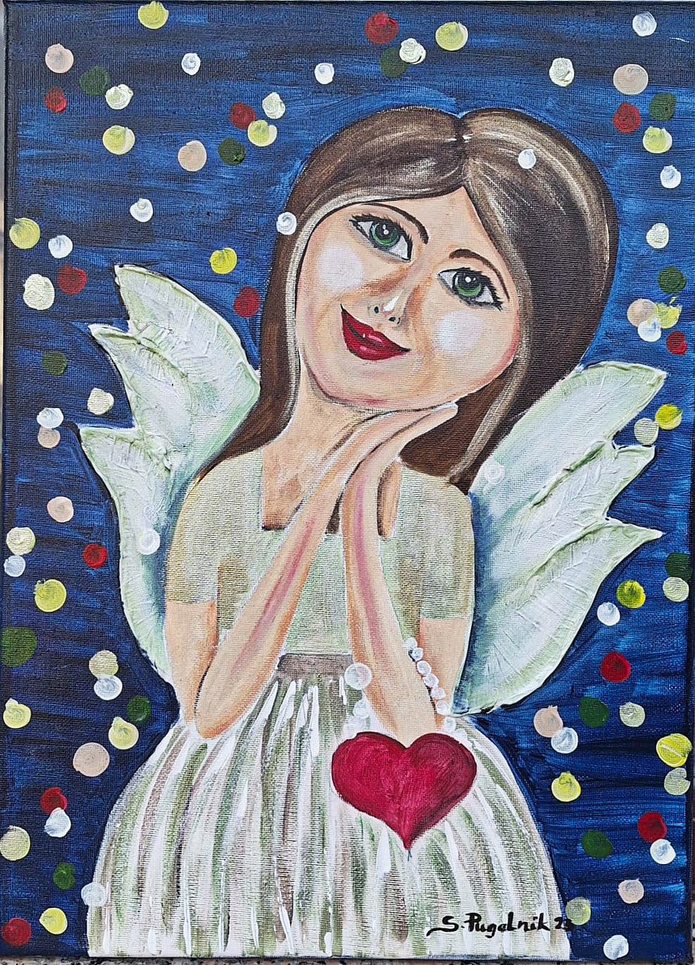 Slika Anđeo sa srcem. Unikatni rad Nea 157