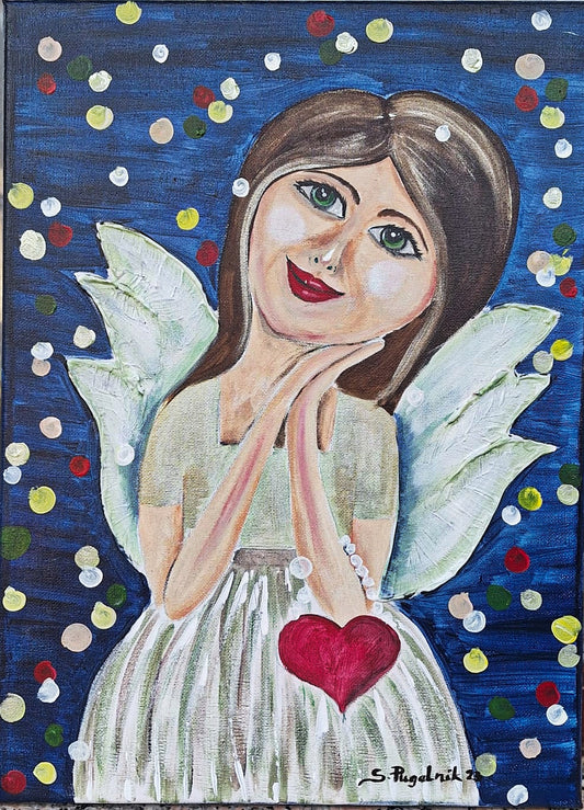 Slika Anđeo sa srcem. Unikatni rad Nea 157