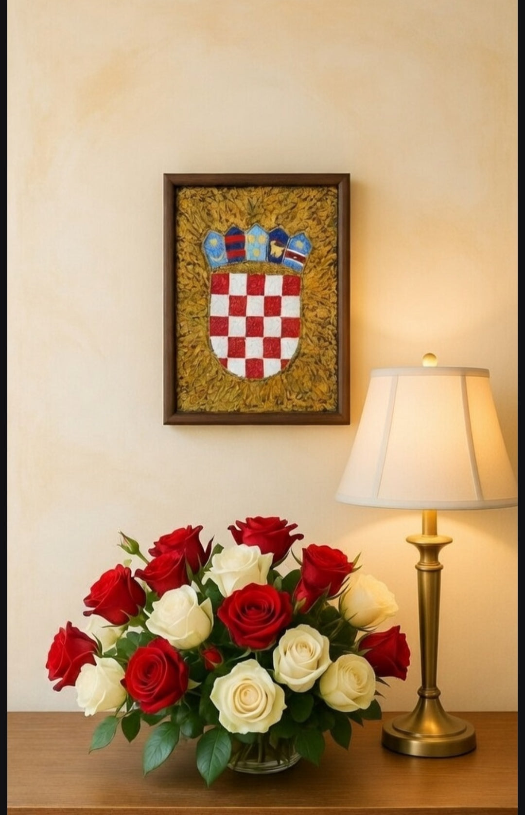 Hrvatski grb. Drveni okvir. Unikatni rad Nea