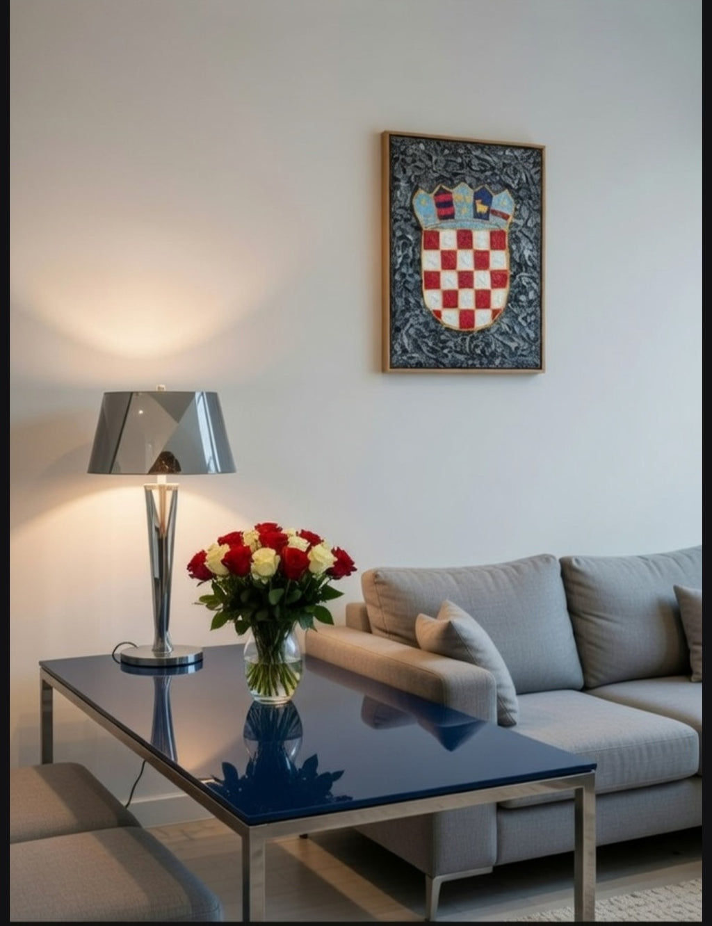 Hrvatski grb. Plava pozadina. Unikatni rad Nea