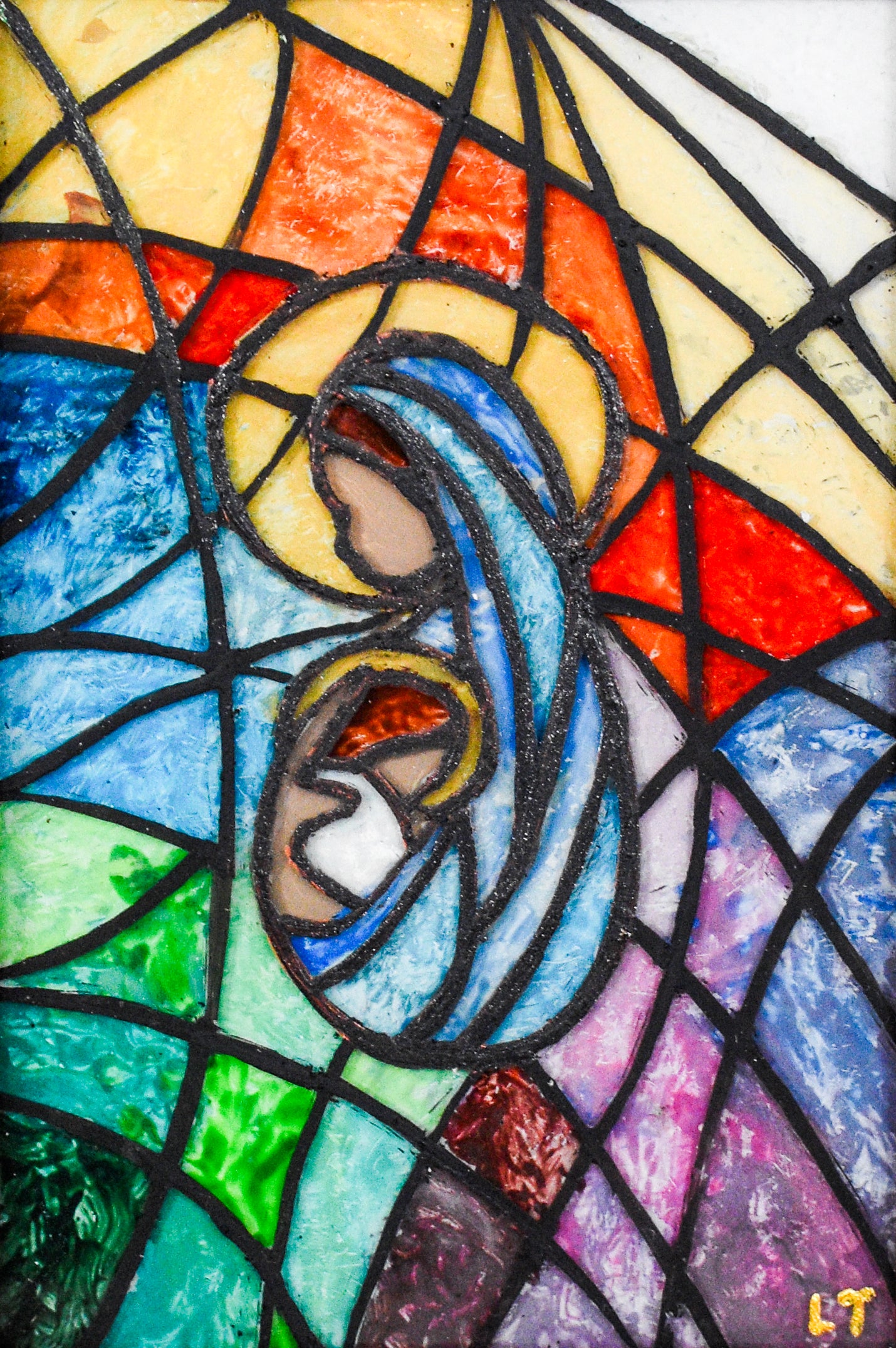 Gospa s djetetom 2 - boja na staklu