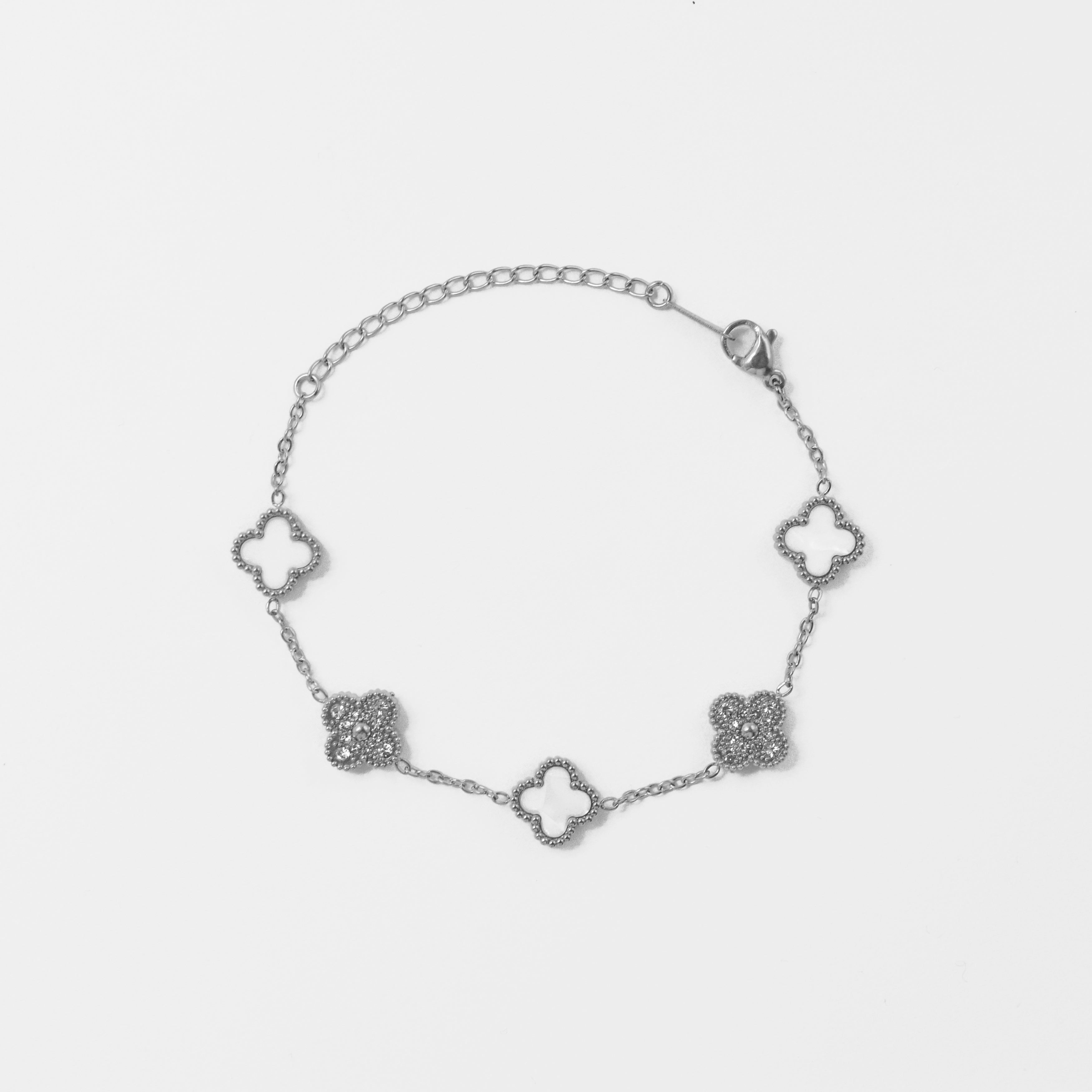 Narukvica Elegant Clover - srebrna/zlatna - nehrđajući čelik