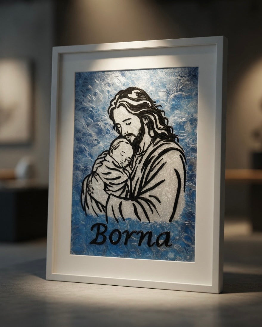 Slika za Krštenje sa imenom - Isus sa bebom - Ručni rad