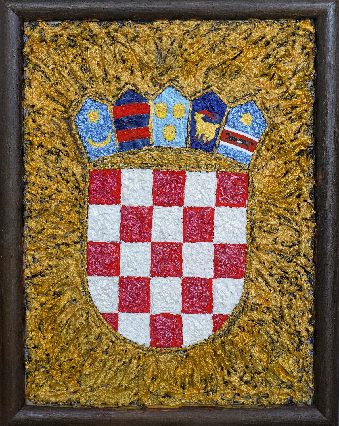 Hrvatski grb. Drveni okvir. Unikatni rad Nea