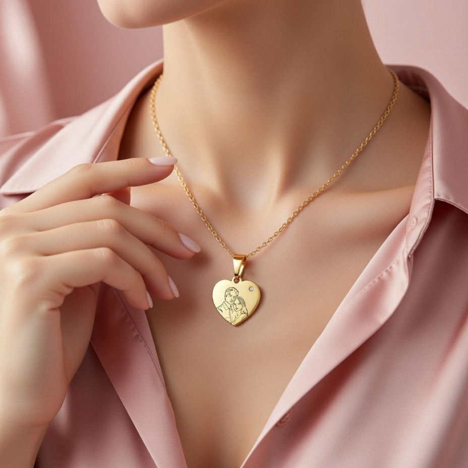 Ogrlica sa gravurom Vaše fotografije - srebrna/zlatna