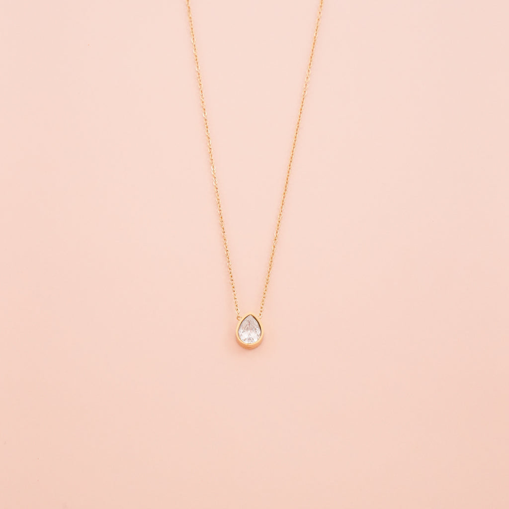 Čelična ogrlica Suza proziran dijamant - Ogrlica Nea 72