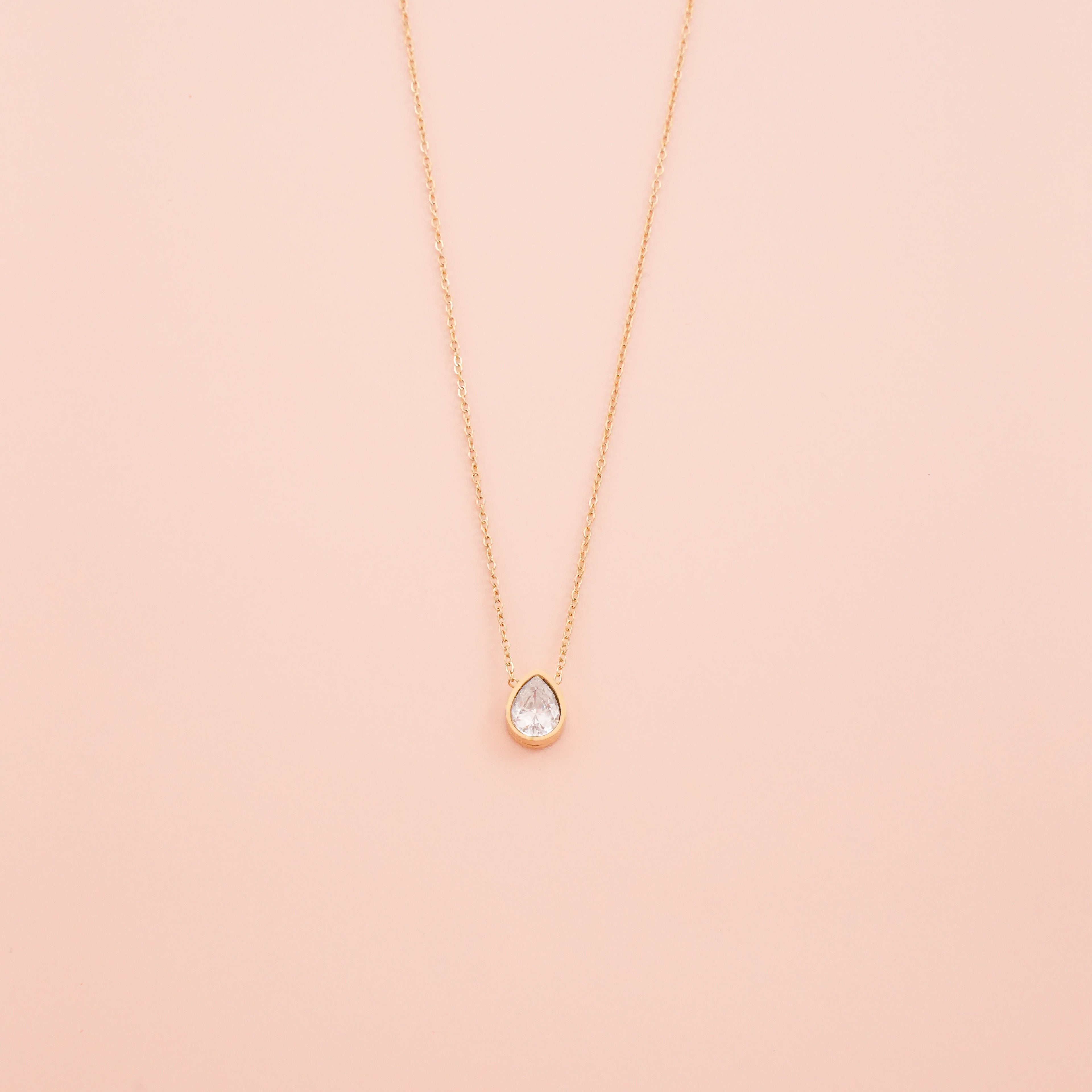 Čelična ogrlica Suza proziran dijamant - Ogrlica Nea 72