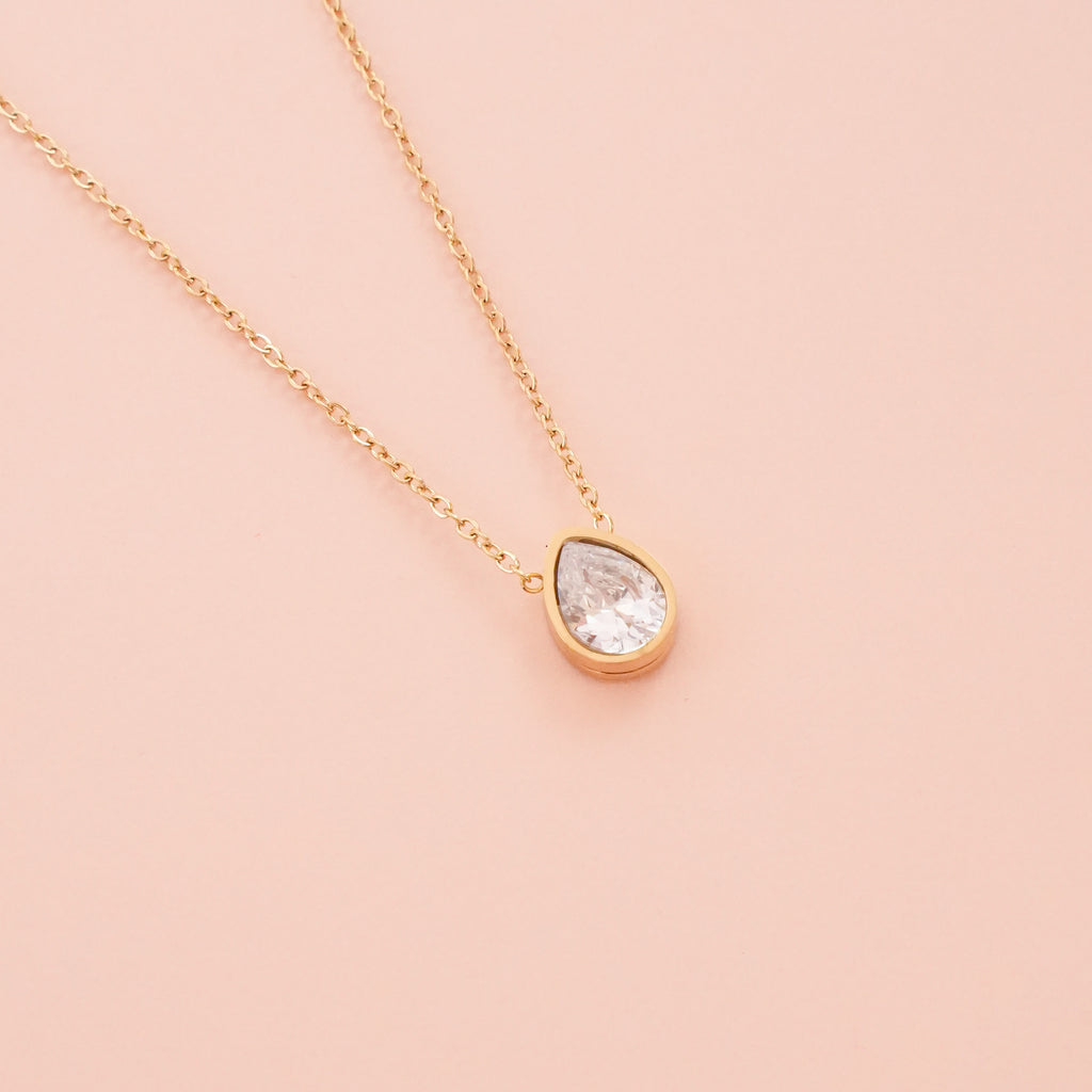 Čelična ogrlica Suza proziran dijamant - Ogrlica Nea 72