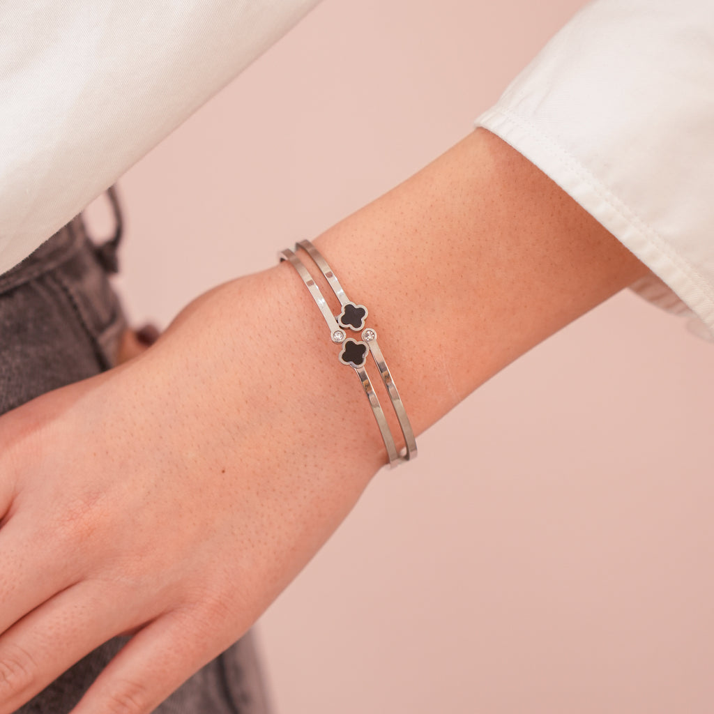 Narukvica - Gemini Clover - srebrna/zlatna - nehrđajući čelik