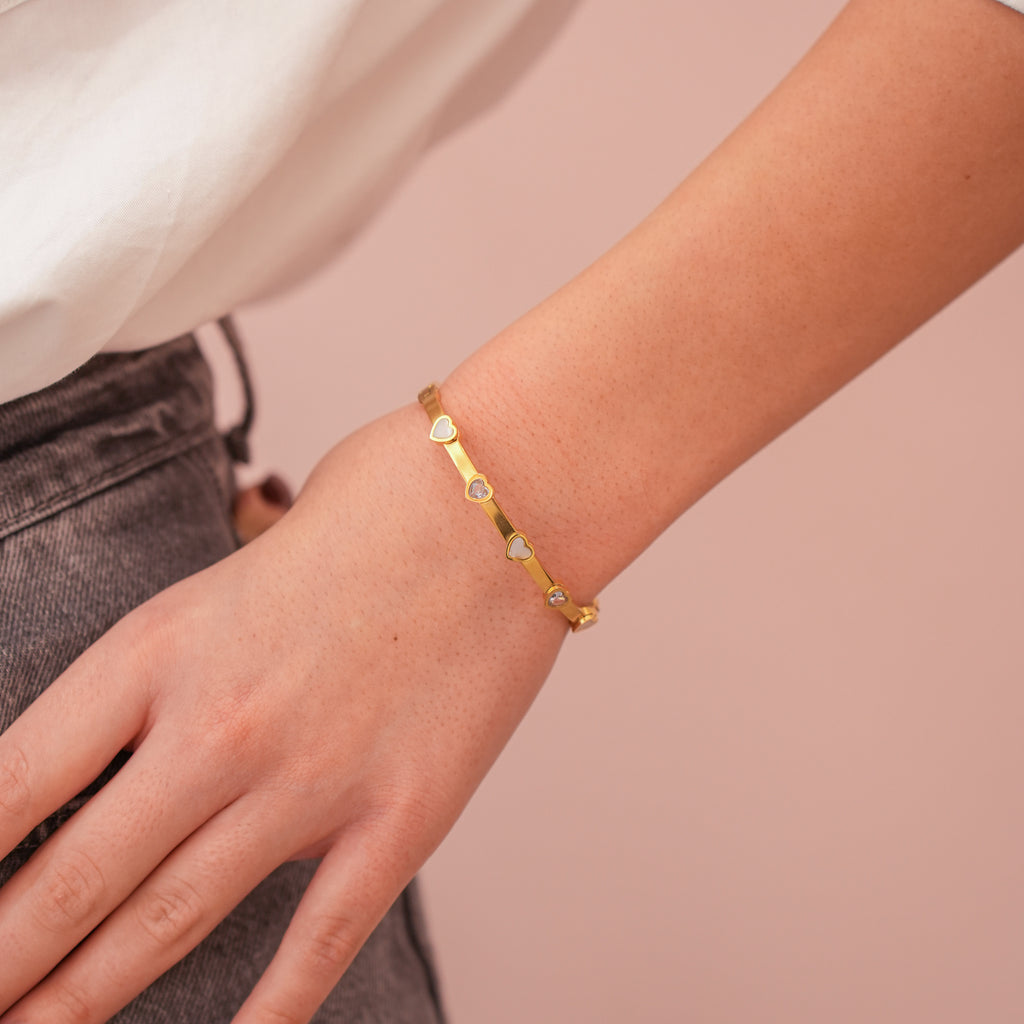 Narukvica - Love Sparkle - srebrna/zlatna - nehrđajući čelik