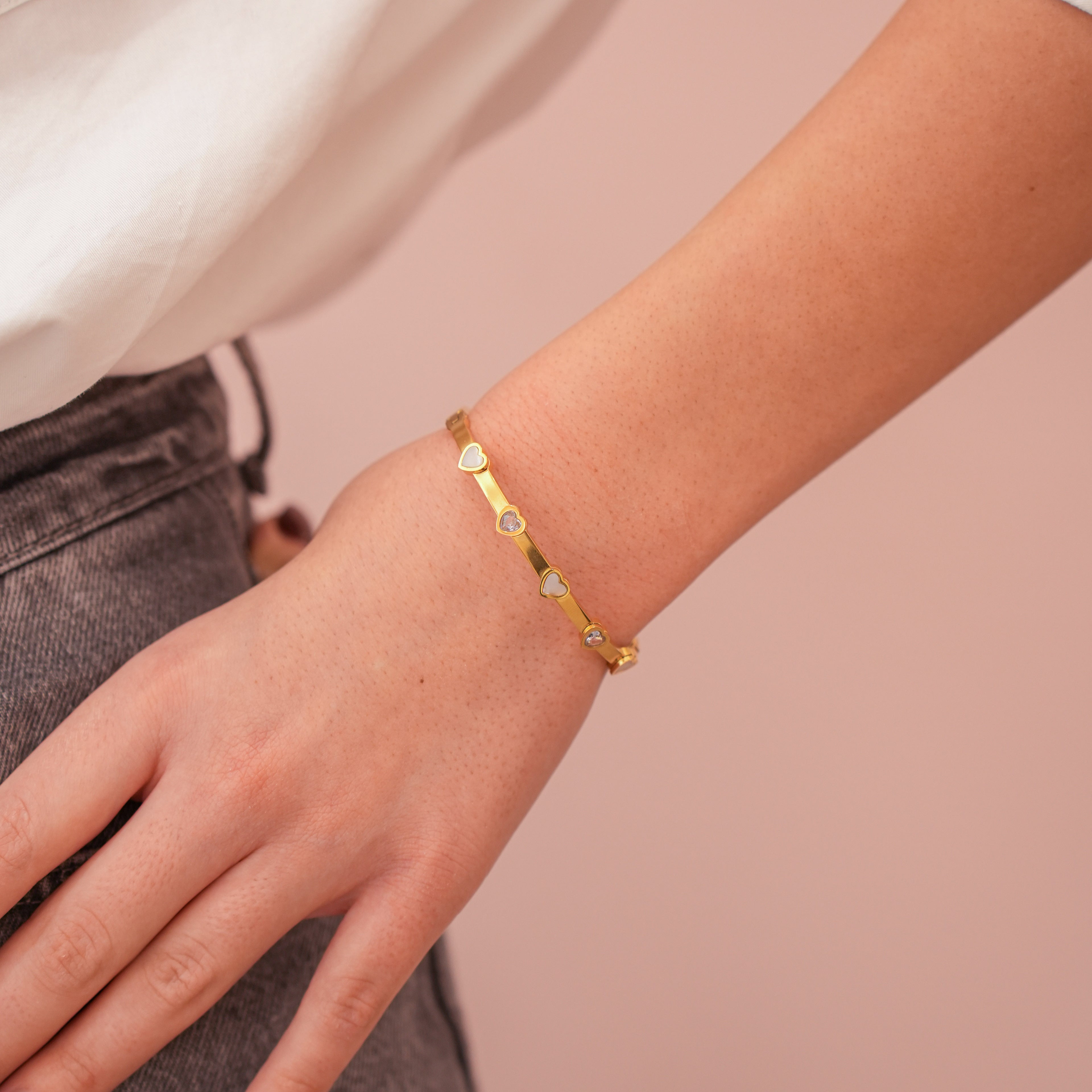 Narukvica - Love Sparkle - srebrna/zlatna - nehrđajući čelik