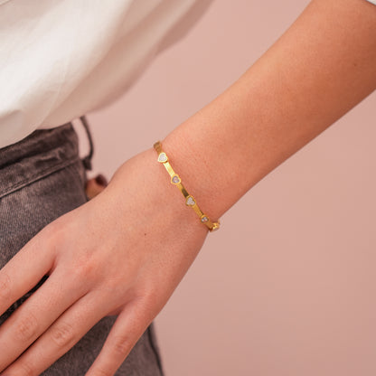 Narukvica - Love Sparkle - srebrna/zlatna - nehrđajući čelik