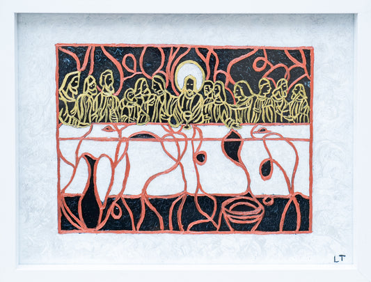 Posljednja večera. bijeli okvir. Unikatni rad Nea 85