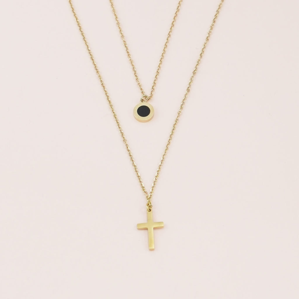 Ogrlica dupla sa križem i satom. Nea 90