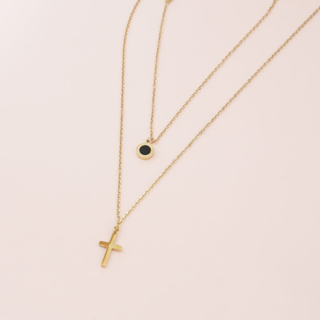 Ogrlica dupla sa križem i satom. Nea 90