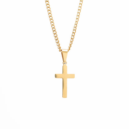 Ogrlica Križ - zlatna - nehrđajući čelik