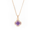 Ogrlica Djetelina sa ljubičastim dijamantom i cirkonima - Zlatni mjed - Ogrlica Nea 99