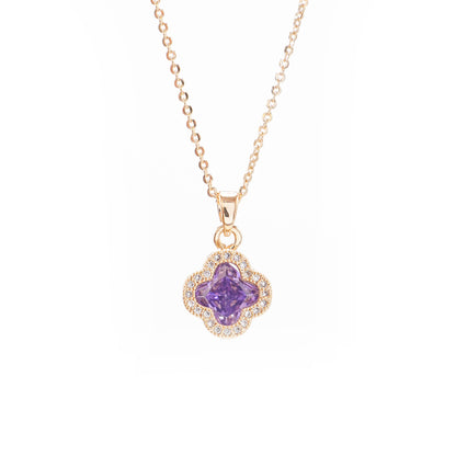 Ogrlica Djetelina sa ljubičastim dijamantom i cirkonima.  Nea 99