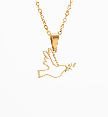 Čelična ogrlica Golubica mira - pozlaćena - Nea 100