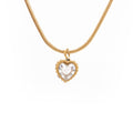 Čelična ogrlica Malo srce sa prozirnim dijamantom - Pozlata - Ogrlica Nea 102