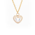 Čelična ogrlica Prozirno srce dijamant sa cirkonima - Pozlata - Ogrlica Nea 104
