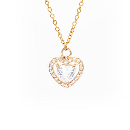 Čelična ogrlica Prozirno srce dijamant sa cirkonima - Nea 104