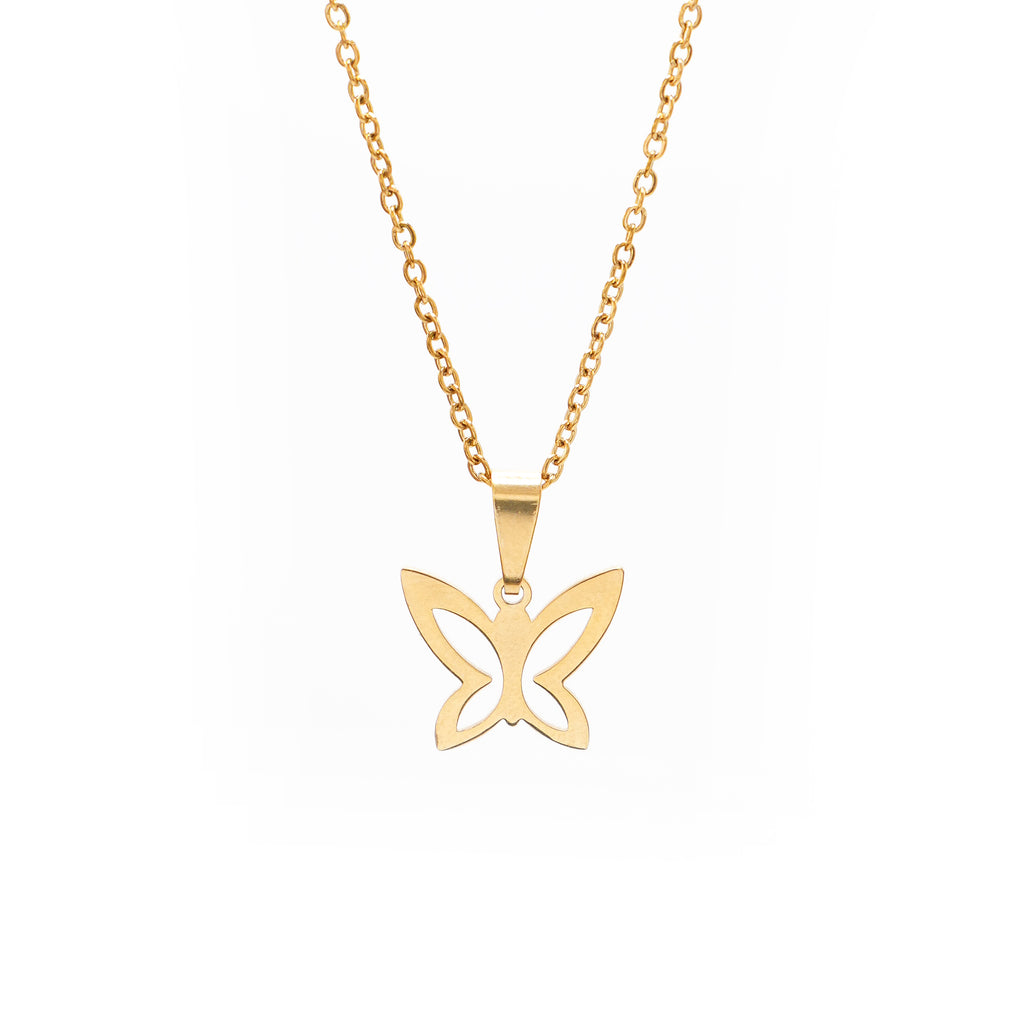 Ogrlica Leptir - zlatna - nehrđajući čelik