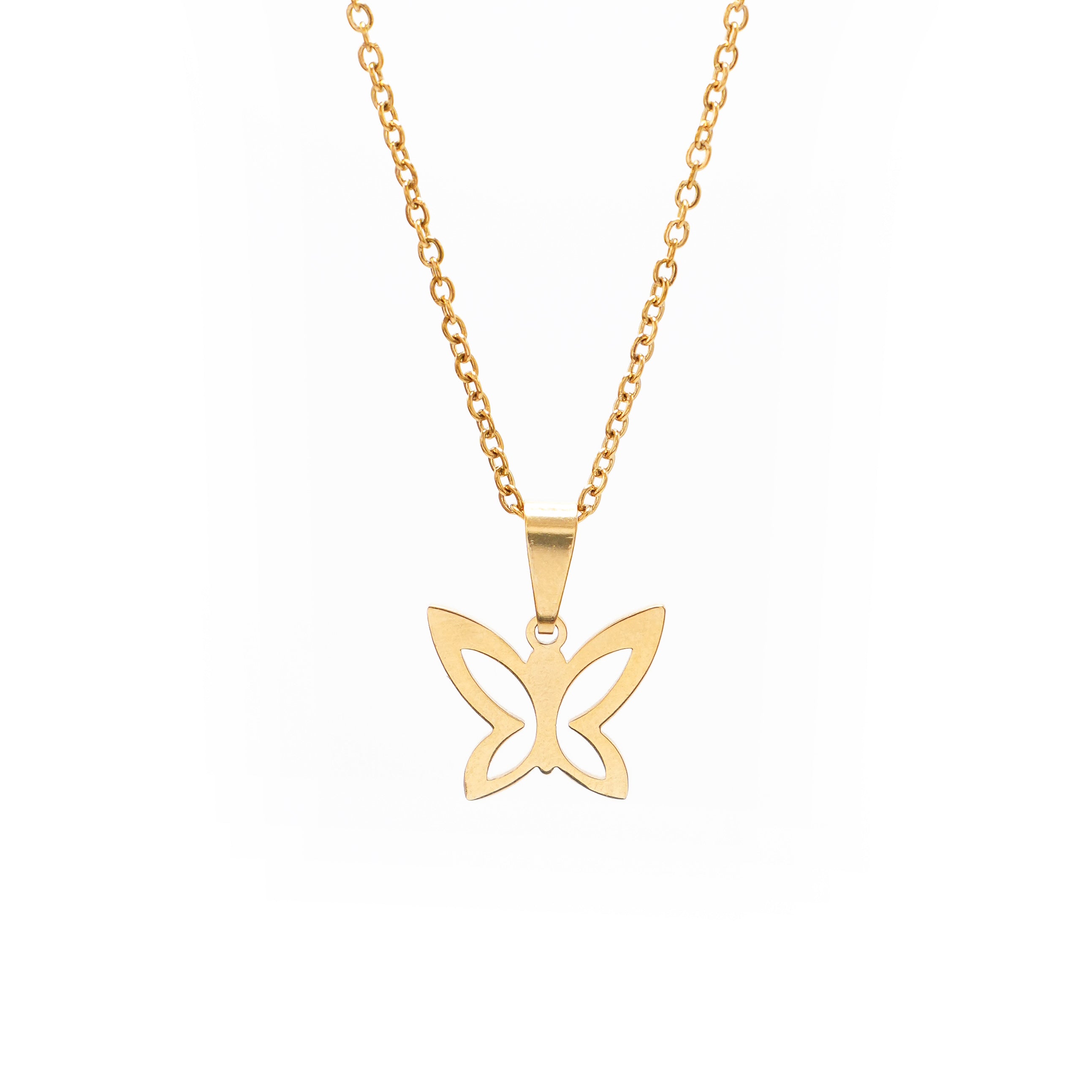 Ogrlica Leptir - zlatna - nehrđajući čelik