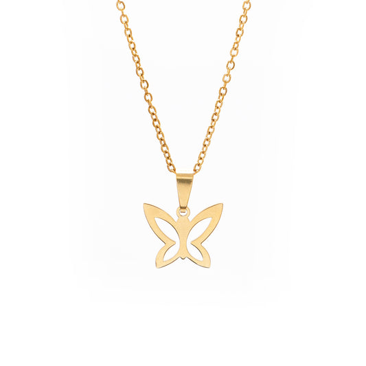 Ogrlica Leptir - zlatna - nehrđajući čelik
