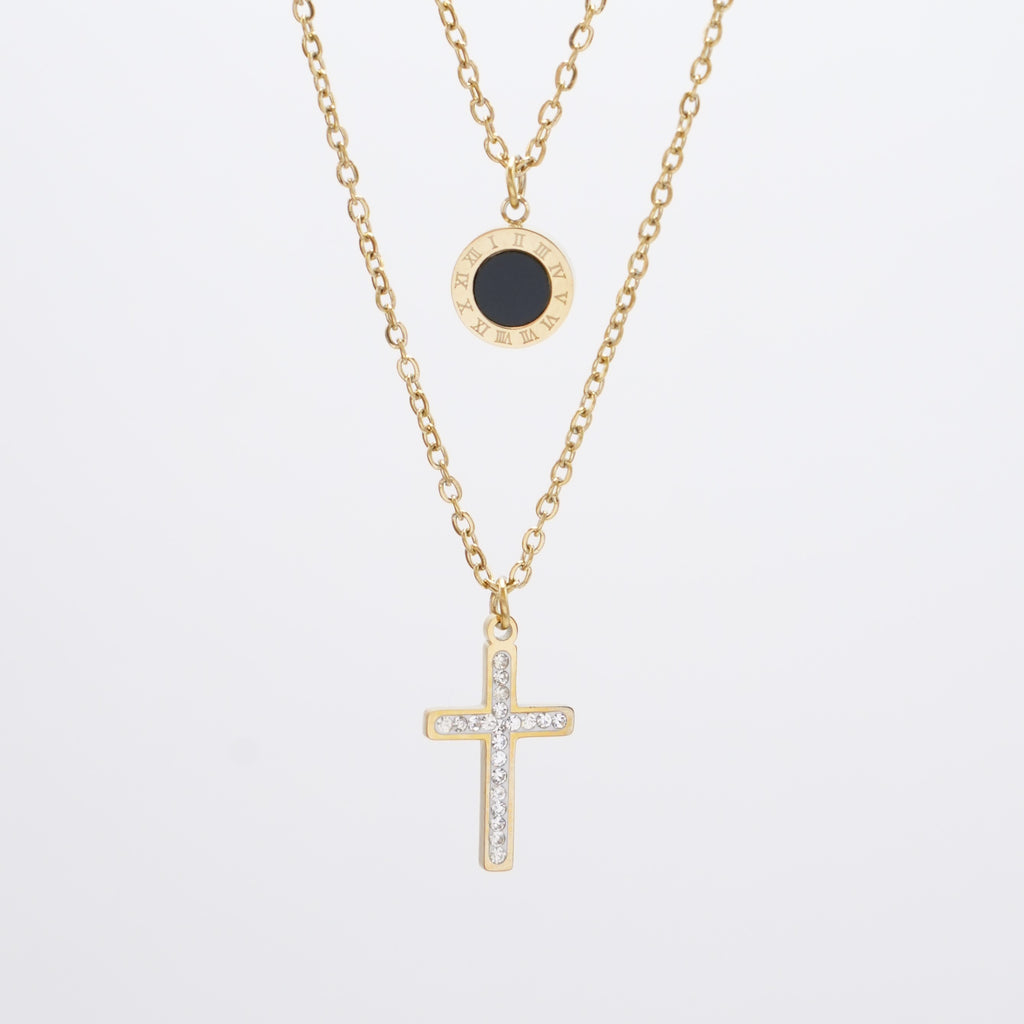 Ogrlica dupla sa križem i satom. Nea 90