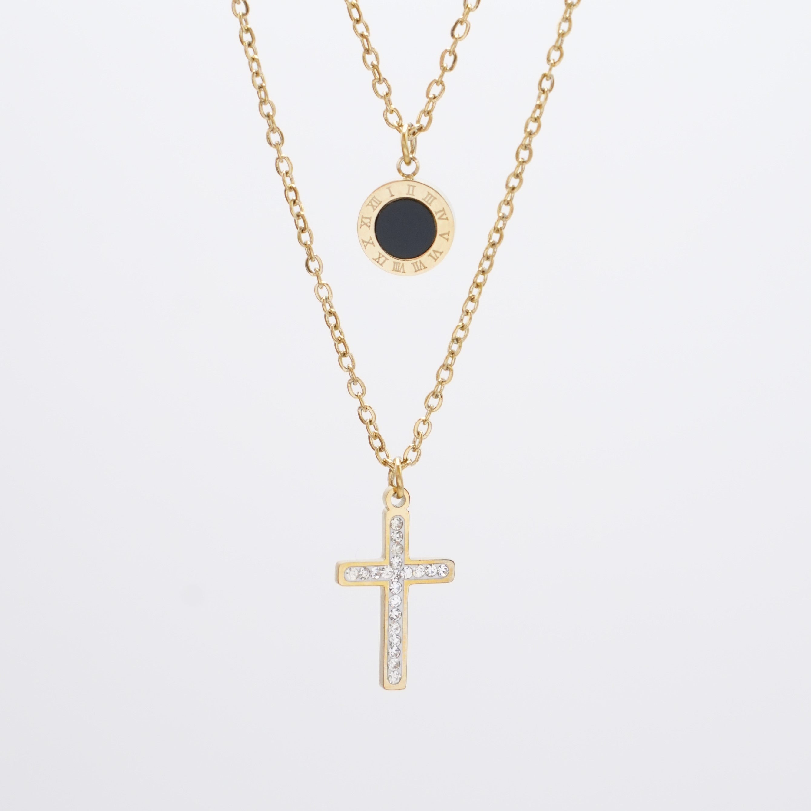 Ogrlica dupla sa križem i satom. Nea 90