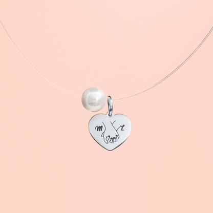 Čelična ogrlica s Gravurom isprepletenih ruku i inicijalima - Za Valentinovo - Srebrna/Zlatna