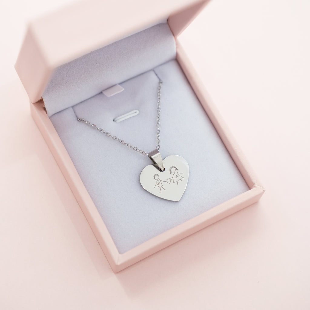 Čelična Ogrlica sa Gravurom Vašeg Crteža - srebrna/zlatna