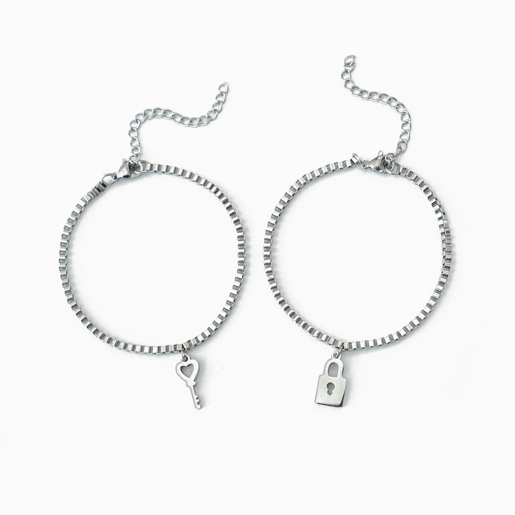 Čelični Komplet Narukvica Lokot i ključ - za nju i njega - za Valentinovo