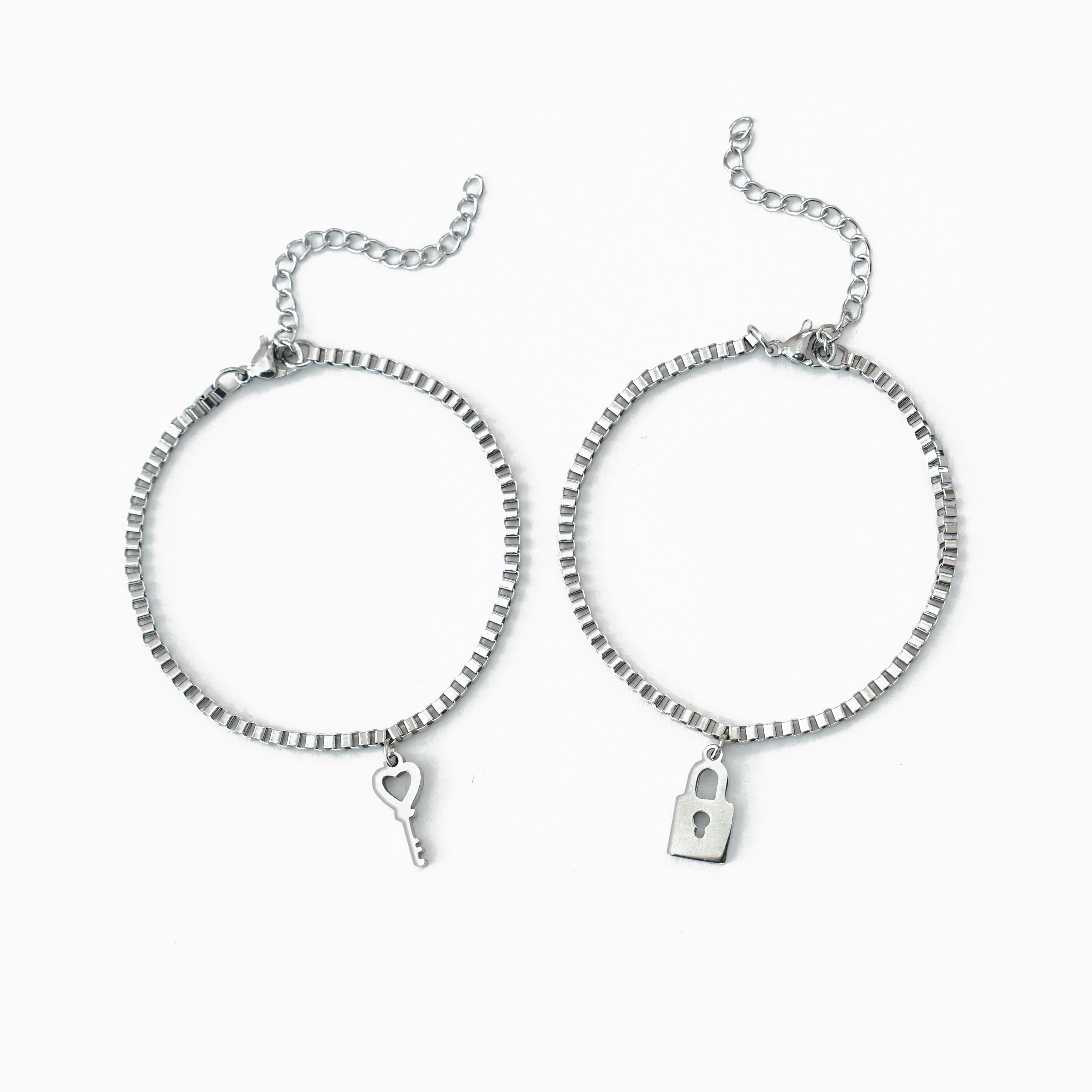 Čelični Komplet Narukvica Lokot i ključ - za nju i njega - za Valentinovo