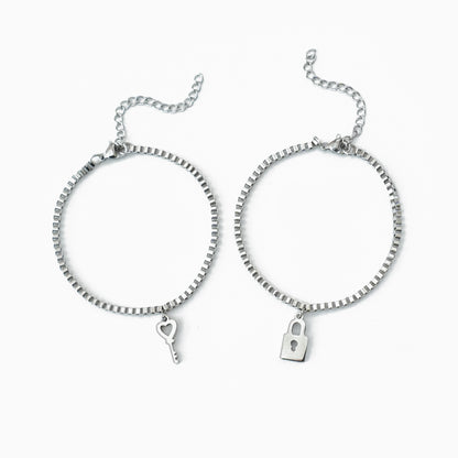 Čelični Komplet Narukvica Lokot i ključ - za nju i njega - za Valentinovo