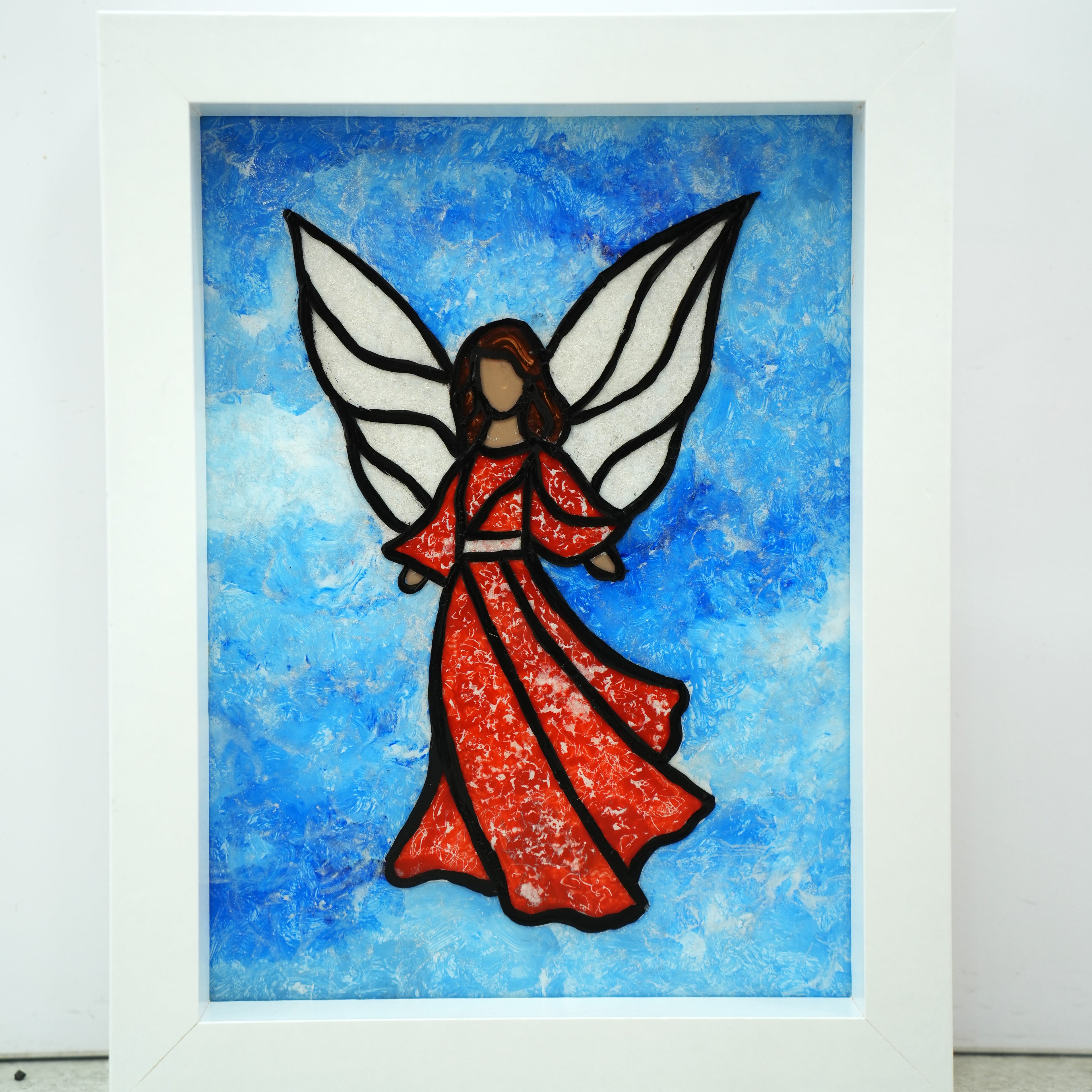 Anđeo.sa crvenom haljinom Unikatni rad Nea