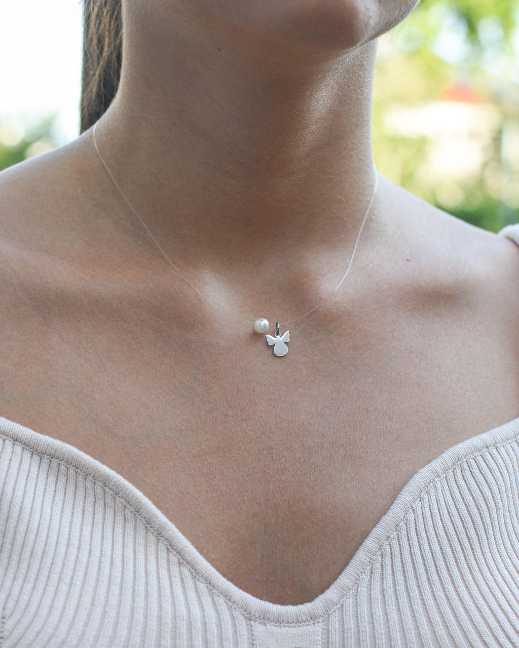 Nevidljiva ogrlica - Dvije za 25€ - Željeni motiv i biser - nehrđajući čelik