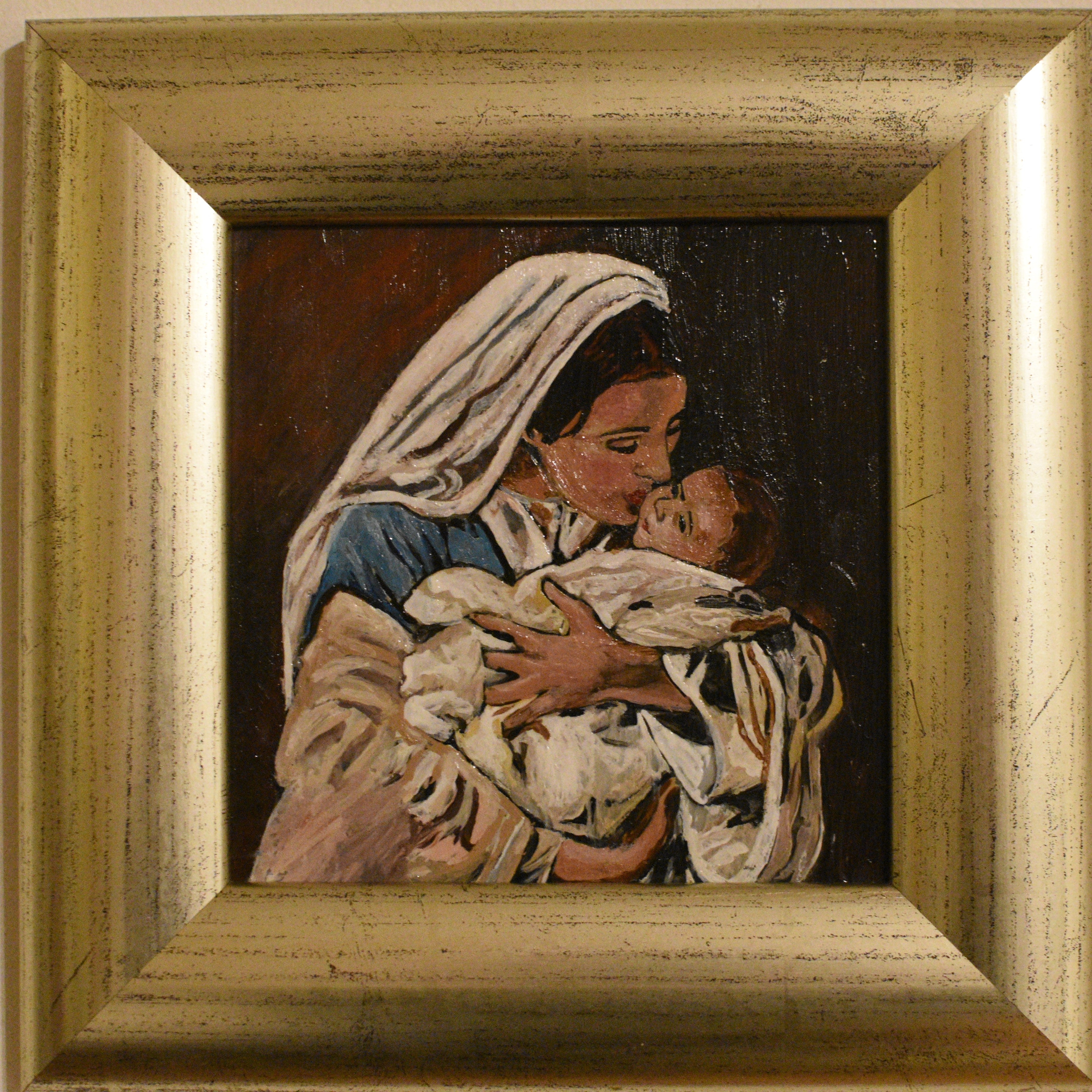 Gospa s Isusom. Zlatni okvir. Unikatni rad Nea