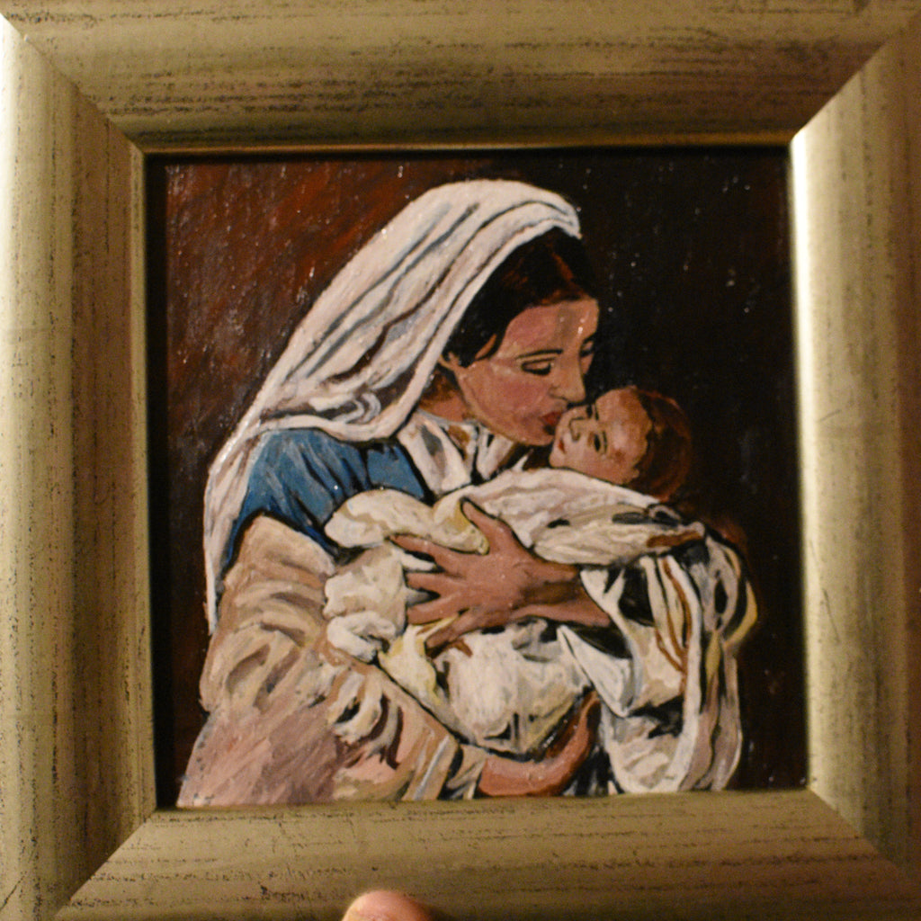 Gospa s Isusom. Zlatni okvir. Unikatni rad Nea