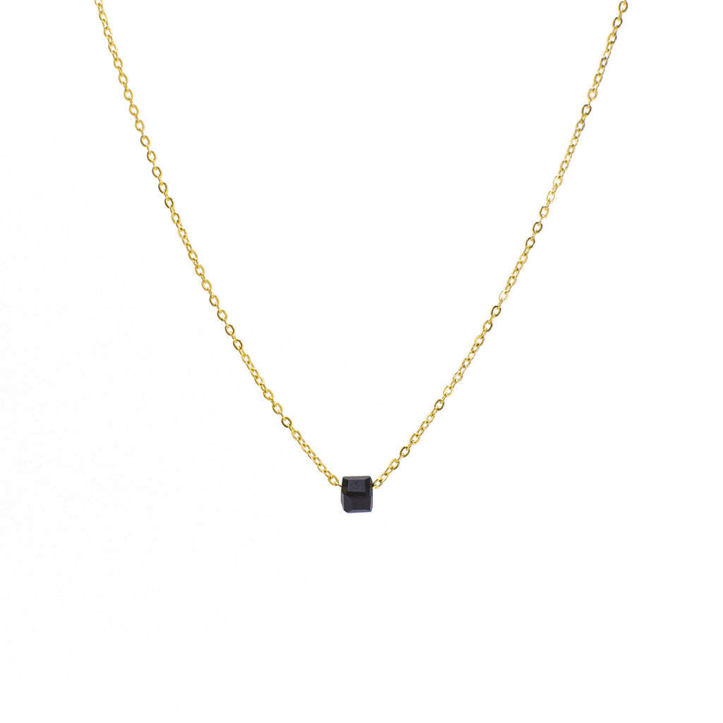 Ogrlica Black Cube - pozlata - nehrđajući čelik