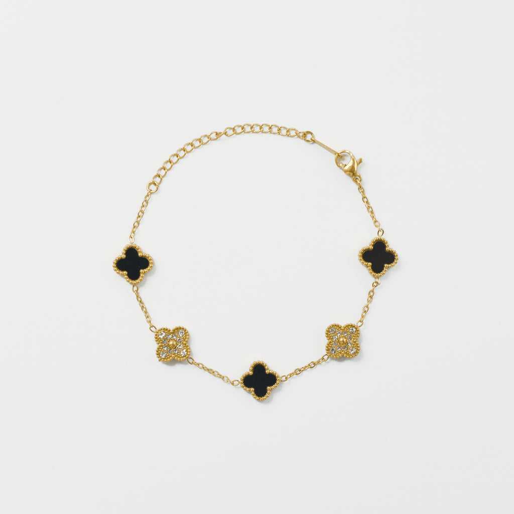 Narukvica Midnight Clover - srebrna/zlatna - nehrđajući čelik