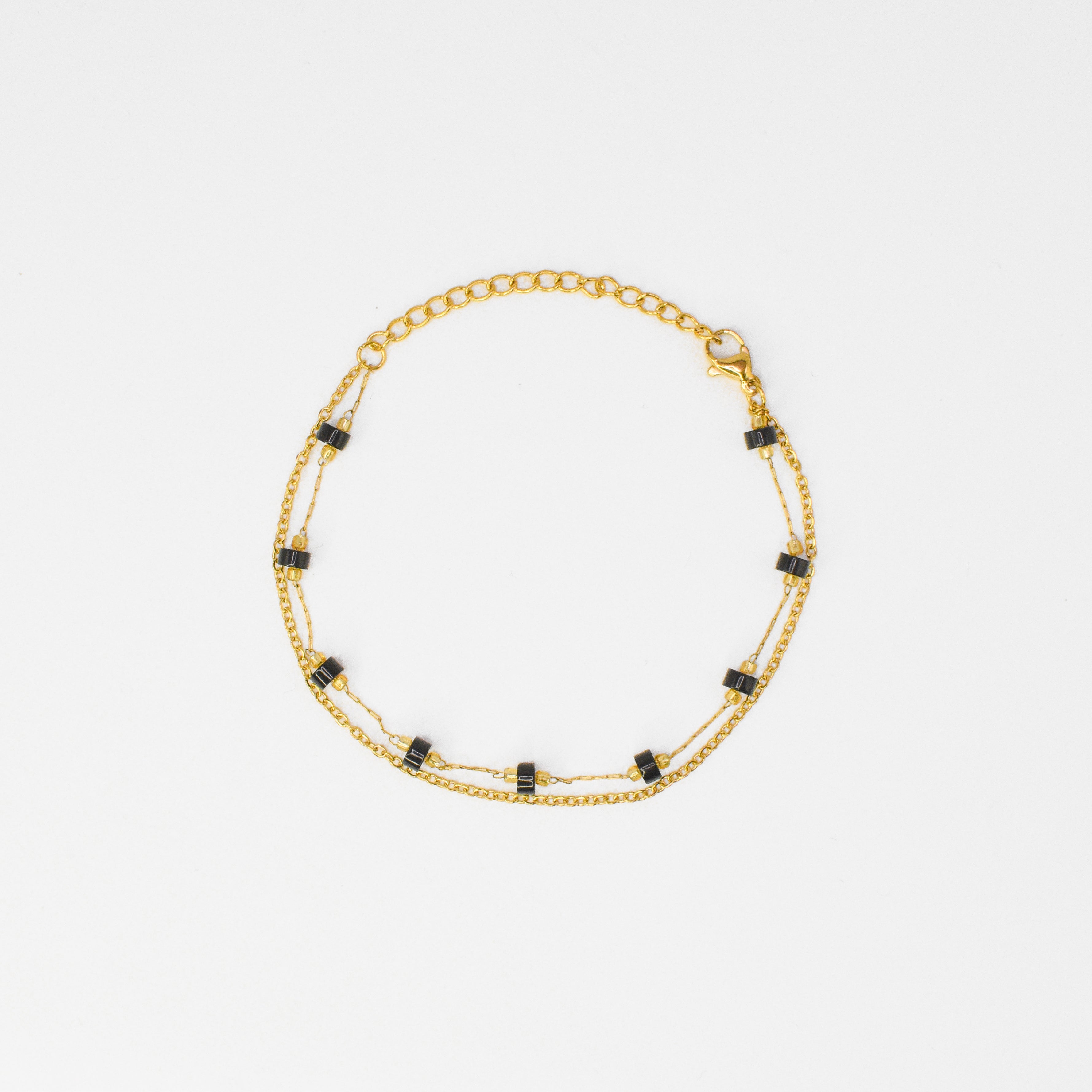 Narukvica - Double Black - pozlata - nehrđajući čelik