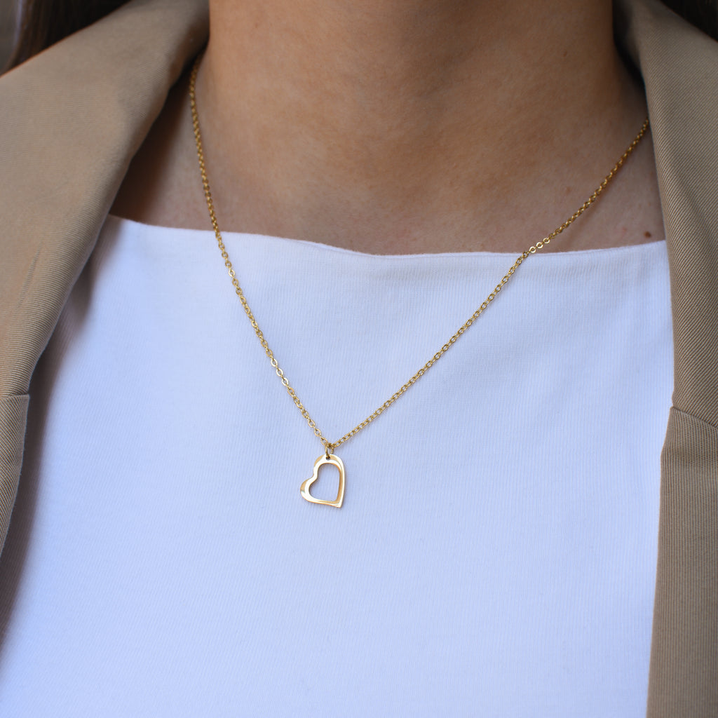 Ogrlica Open Heart - srebrna/zlatna - nehrđajući čelik