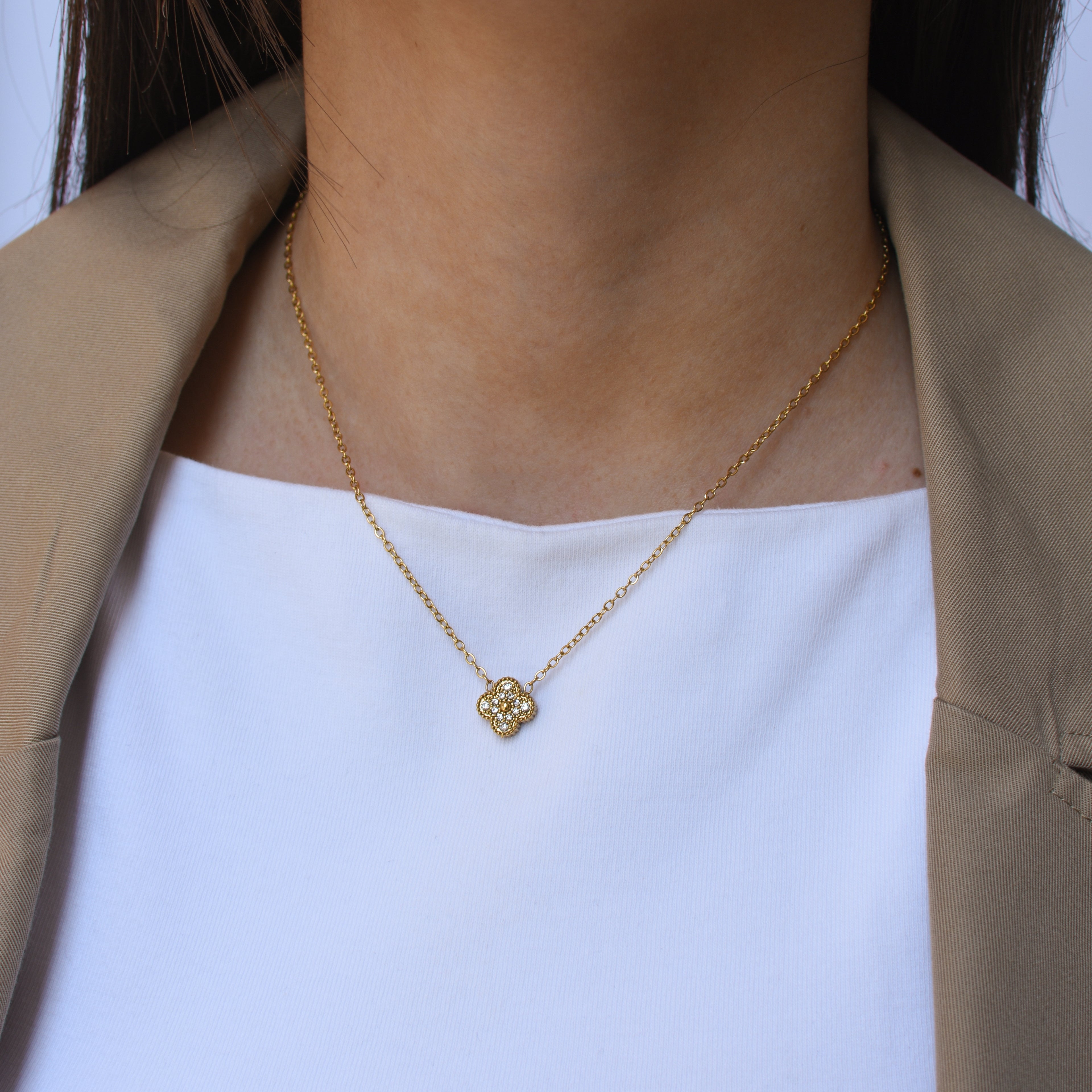 Ogrlica Bloom - srebrna/zlatna - nehrđajući čelik